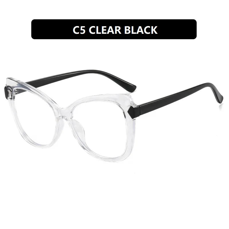 Women's Glasses 2024 Trend Cat's Eye Flat Mirror TR90 Anti-blue Light Eyeglasses Frame Simple Glasses Oculos De Grau Feminino