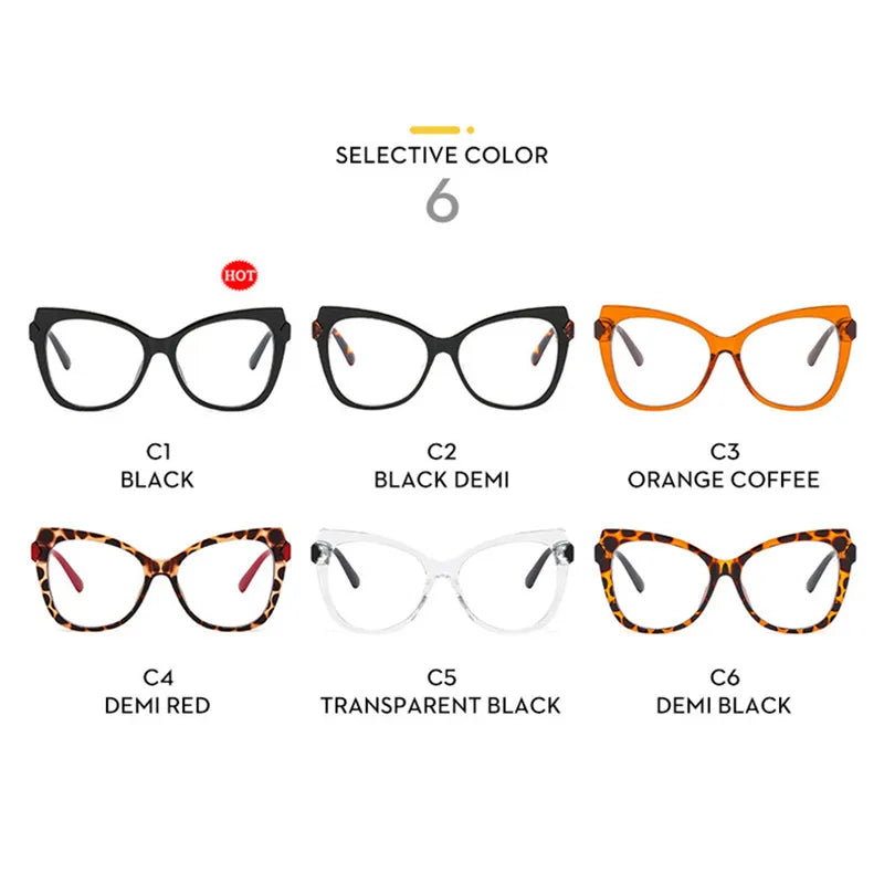 Women's Glasses 2024 Trend Cat's Eye Flat Mirror TR90 Anti-blue Light Eyeglasses Frame Simple Glasses Oculos De Grau Feminino
