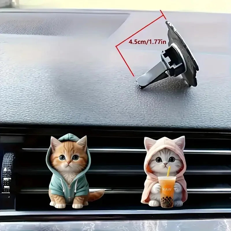 2pcs Cute Cat Acrylic Car Air Freshener - Long Lasting Scent Vent Clip Aromatherapy Decoration - Freshen Your Journey