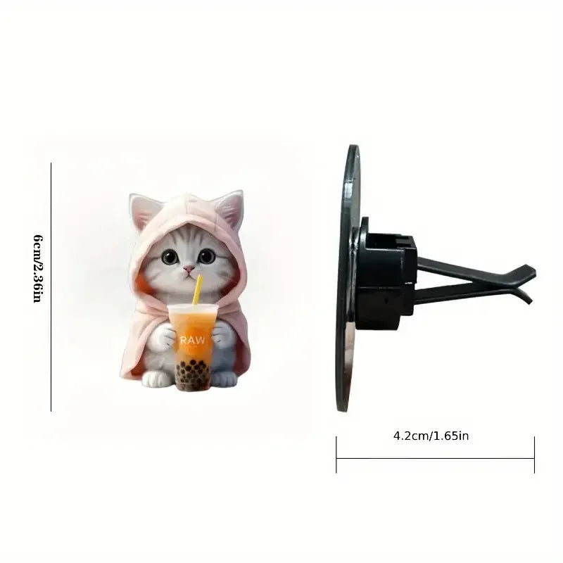 2pcs Cute Cat Acrylic Car Air Freshener - Long Lasting Scent Vent Clip Aromatherapy Decoration - Freshen Your Journey