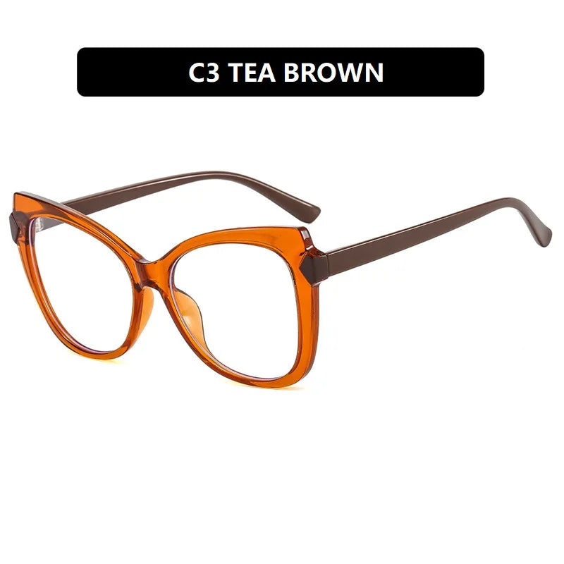 Women's Glasses 2024 Trend Cat's Eye Flat Mirror TR90 Anti-blue Light Eyeglasses Frame Simple Glasses Oculos De Grau Feminino