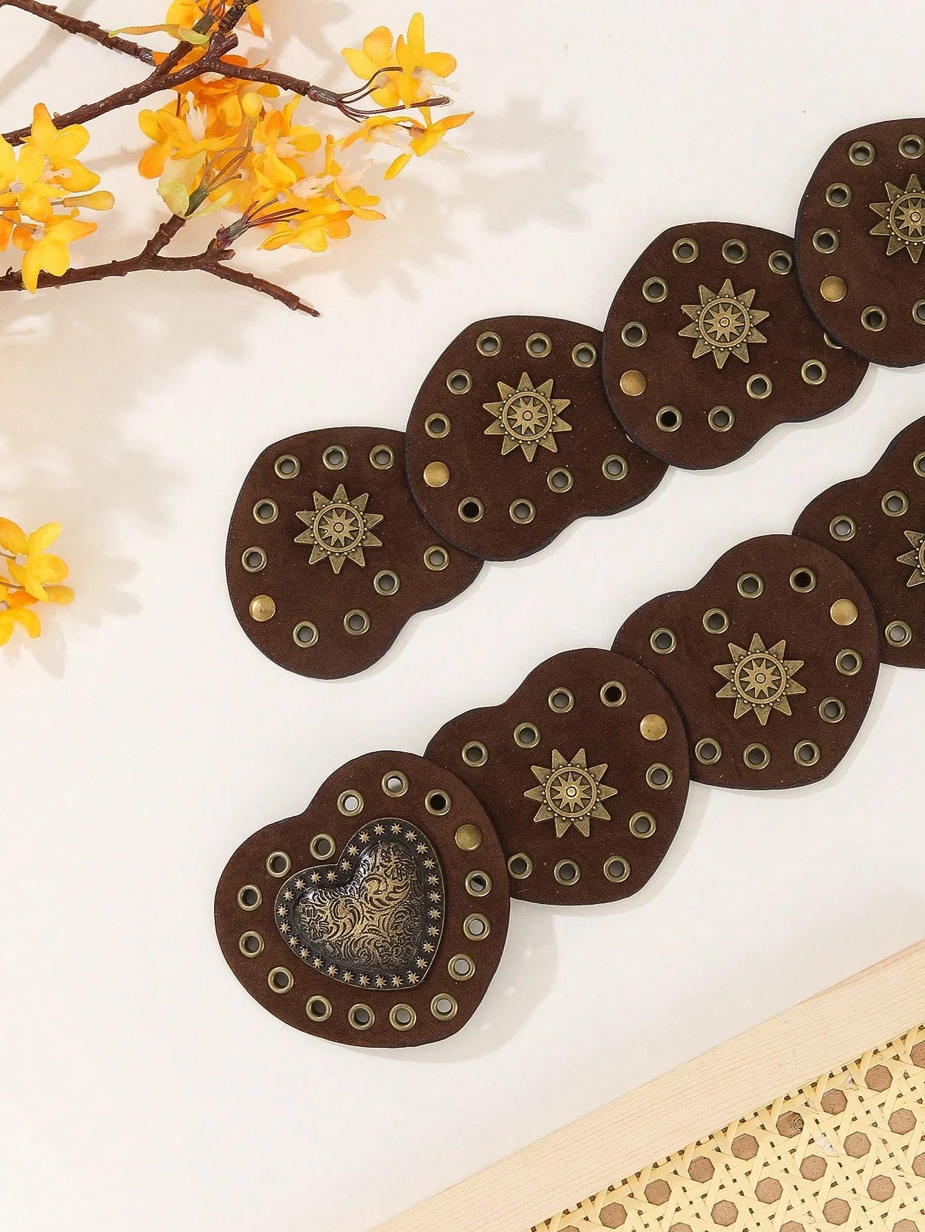 1PC Y2K Gongsang Celebrity Dress Western Cowboy Heart Belt Unique Fashion Retro Style One-Piece Dress with Belt